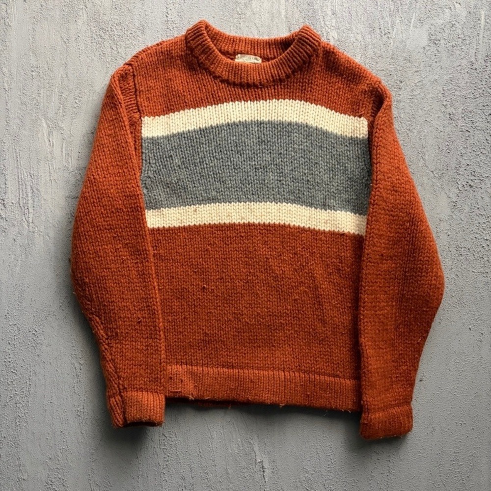 Vintage American Eagle Sweater XL Orange 2000s Colorblock Lambswool Striped